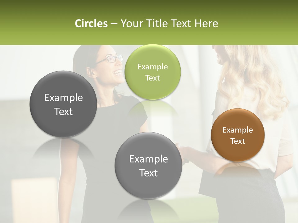 A Woman Shaking Hands With Another Woman In A Black Dress PowerPoint Template