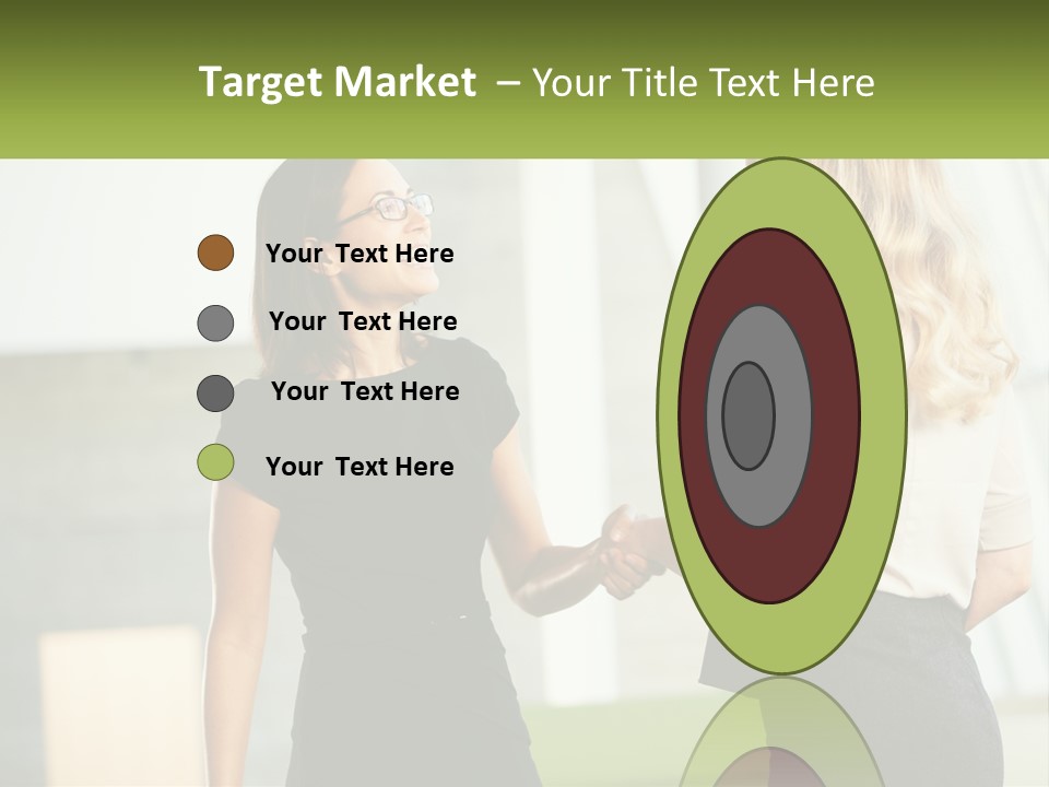 A Woman Shaking Hands With Another Woman In A Black Dress PowerPoint Template