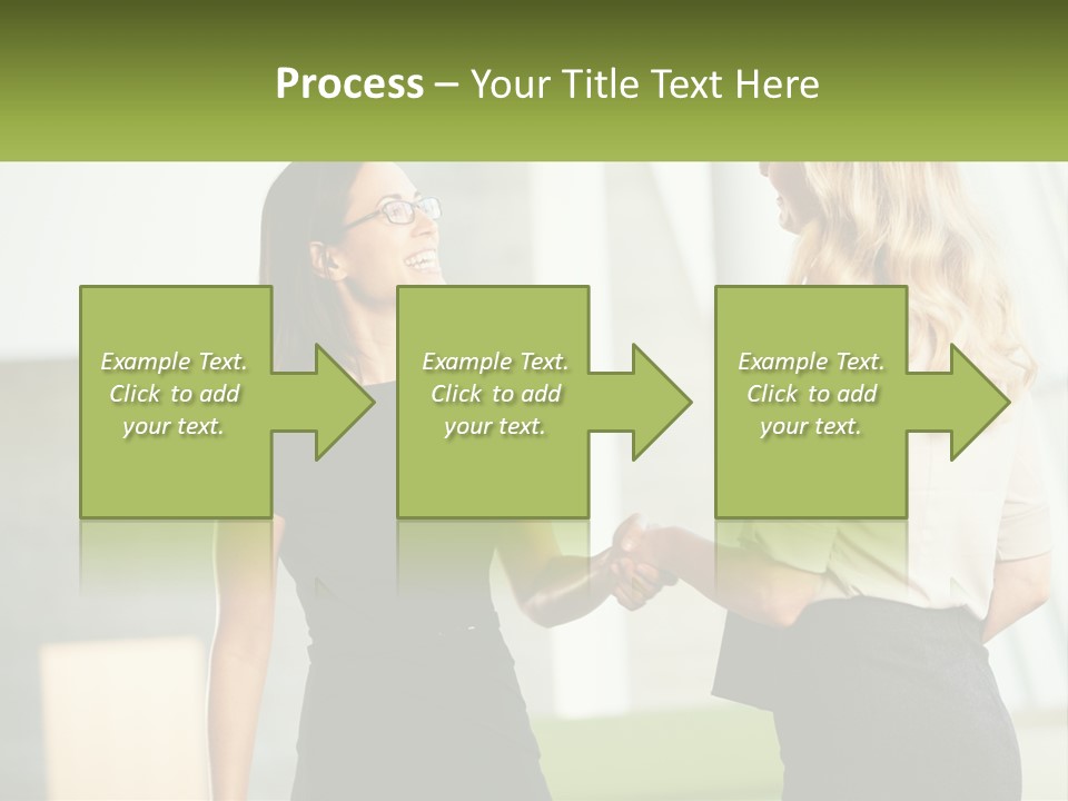 A Woman Shaking Hands With Another Woman In A Black Dress PowerPoint Template