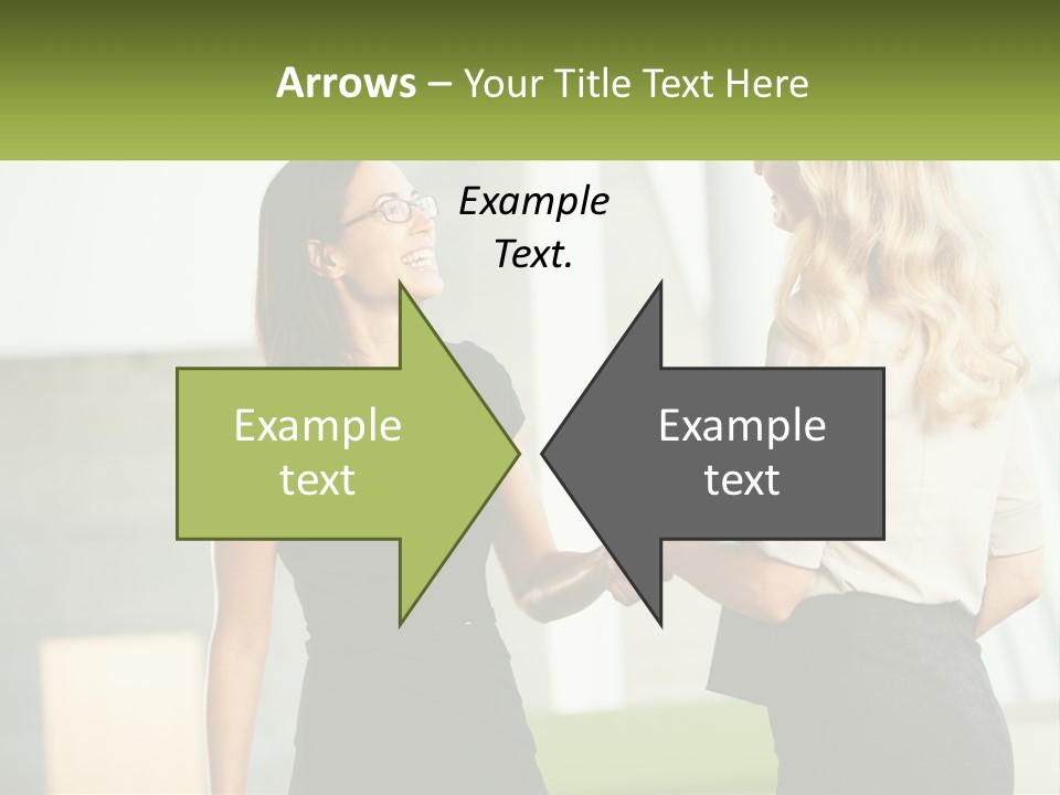 A Woman Shaking Hands With Another Woman In A Black Dress PowerPoint Template