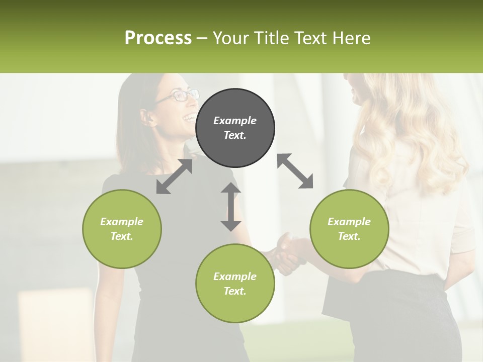 A Woman Shaking Hands With Another Woman In A Black Dress PowerPoint Template