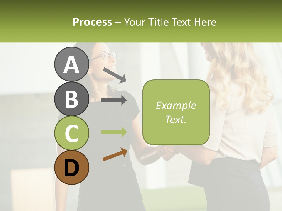 A Woman Shaking Hands With Another Woman In A Black Dress PowerPoint Template