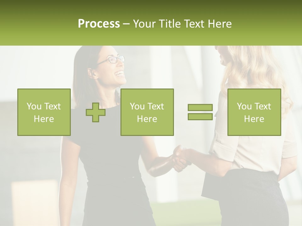 A Woman Shaking Hands With Another Woman In A Black Dress PowerPoint Template