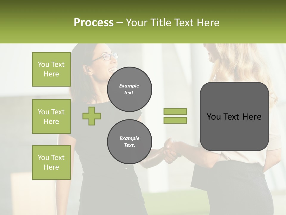 A Woman Shaking Hands With Another Woman In A Black Dress PowerPoint Template