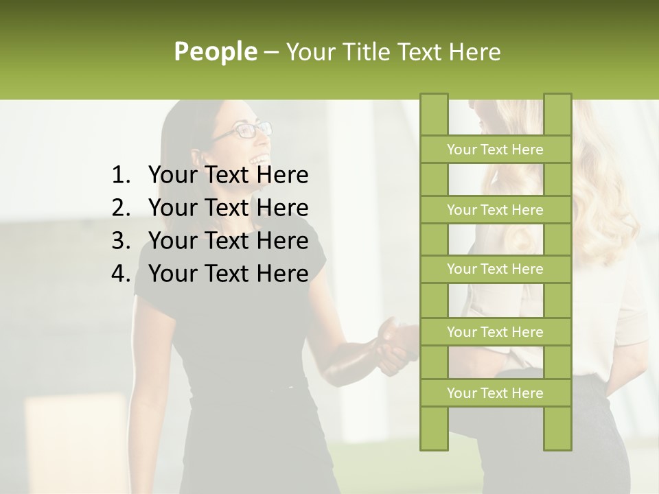 A Woman Shaking Hands With Another Woman In A Black Dress PowerPoint Template