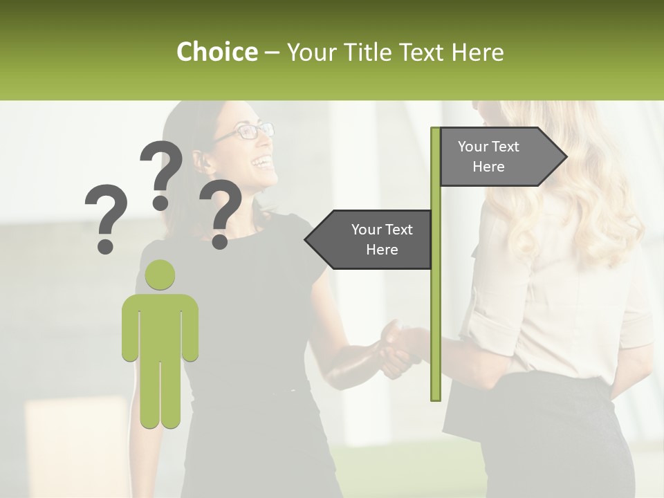 A Woman Shaking Hands With Another Woman In A Black Dress PowerPoint Template