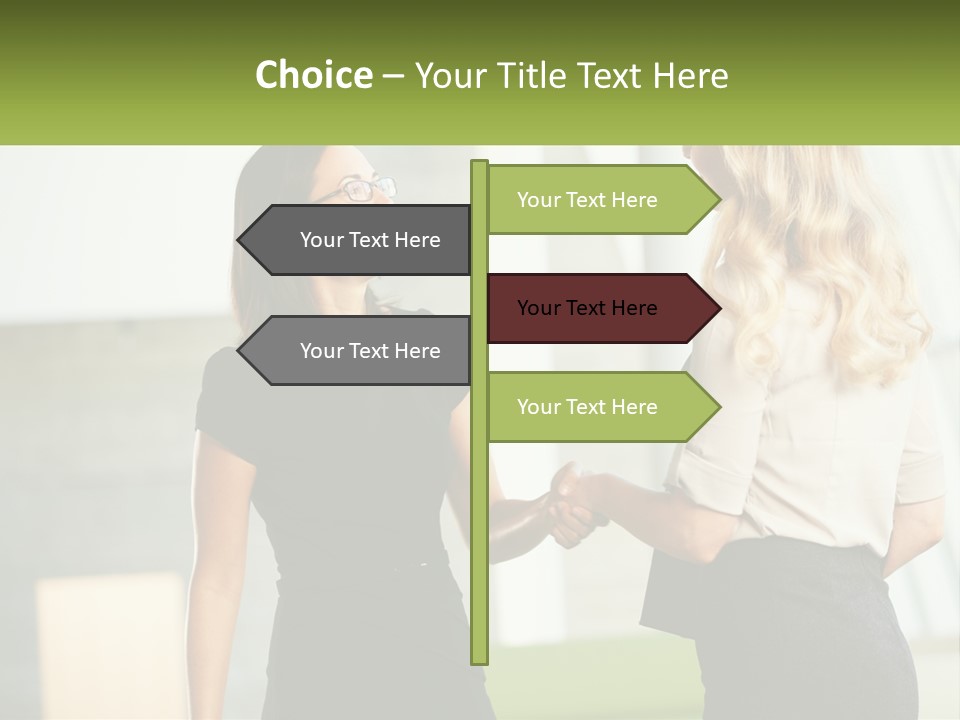 A Woman Shaking Hands With Another Woman In A Black Dress PowerPoint Template