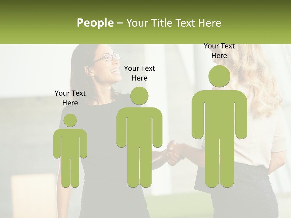 A Woman Shaking Hands With Another Woman In A Black Dress PowerPoint Template