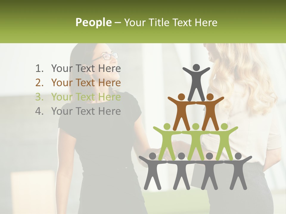 A Woman Shaking Hands With Another Woman In A Black Dress PowerPoint Template