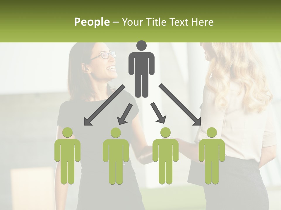 A Woman Shaking Hands With Another Woman In A Black Dress PowerPoint Template