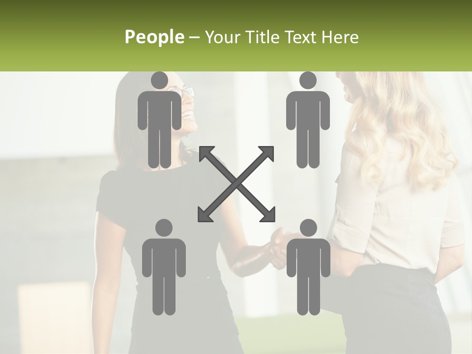 A Woman Shaking Hands With Another Woman In A Black Dress PowerPoint Template