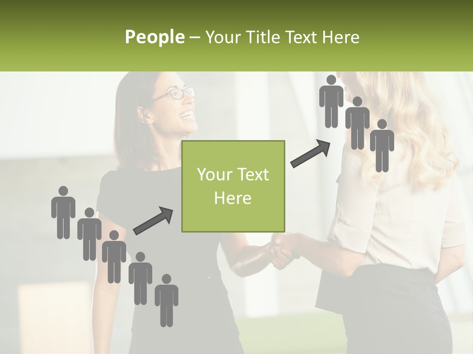 A Woman Shaking Hands With Another Woman In A Black Dress PowerPoint Template