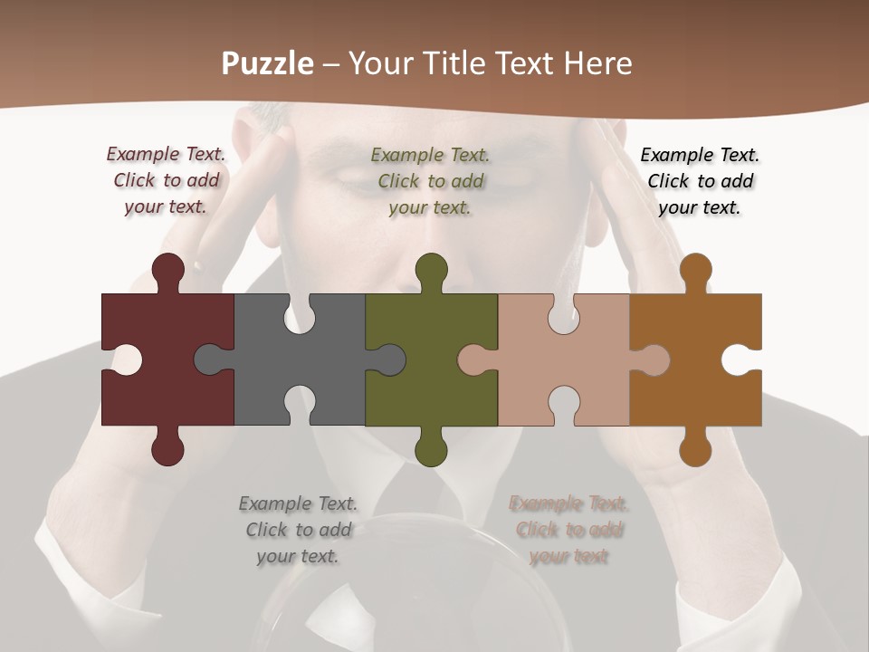 A Man In A Suit Holding His Head With His Hands PowerPoint Template