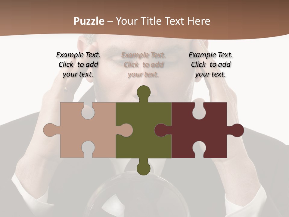 A Man In A Suit Holding His Head With His Hands PowerPoint Template