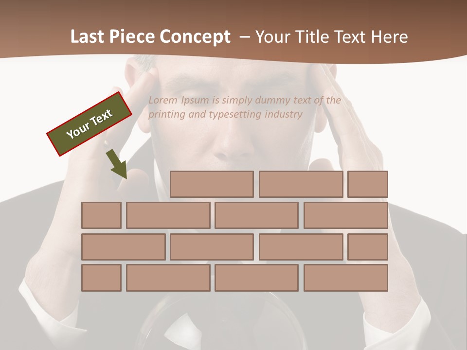 A Man In A Suit Holding His Head With His Hands PowerPoint Template