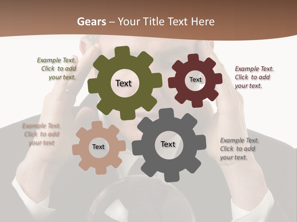 A Man In A Suit Holding His Head With His Hands PowerPoint Template