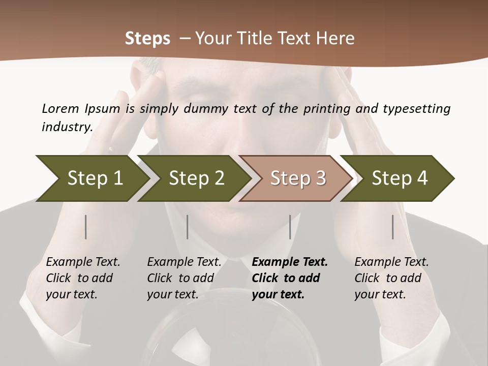 A Man In A Suit Holding His Head With His Hands PowerPoint Template