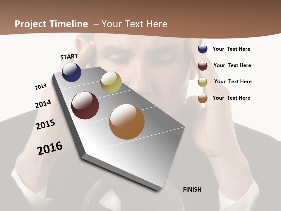 A Man In A Suit Holding His Head With His Hands PowerPoint Template