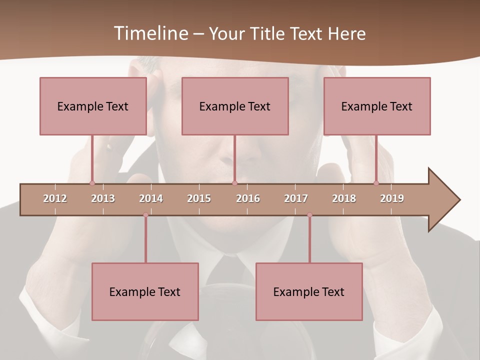 A Man In A Suit Holding His Head With His Hands PowerPoint Template