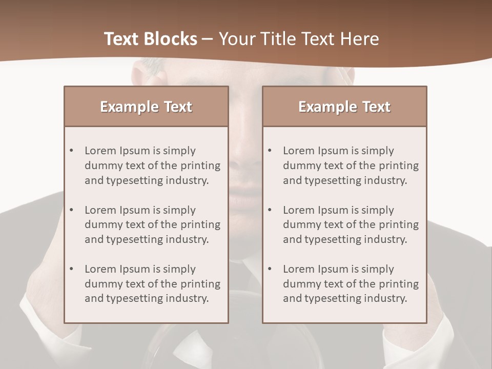 A Man In A Suit Holding His Head With His Hands PowerPoint Template
