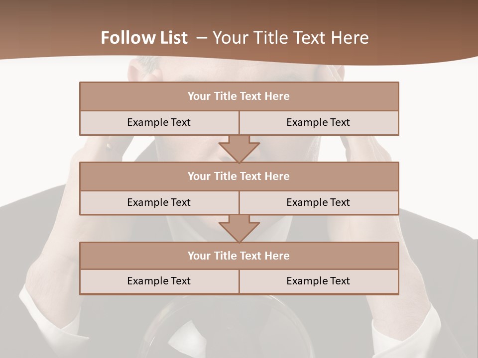 A Man In A Suit Holding His Head With His Hands PowerPoint Template