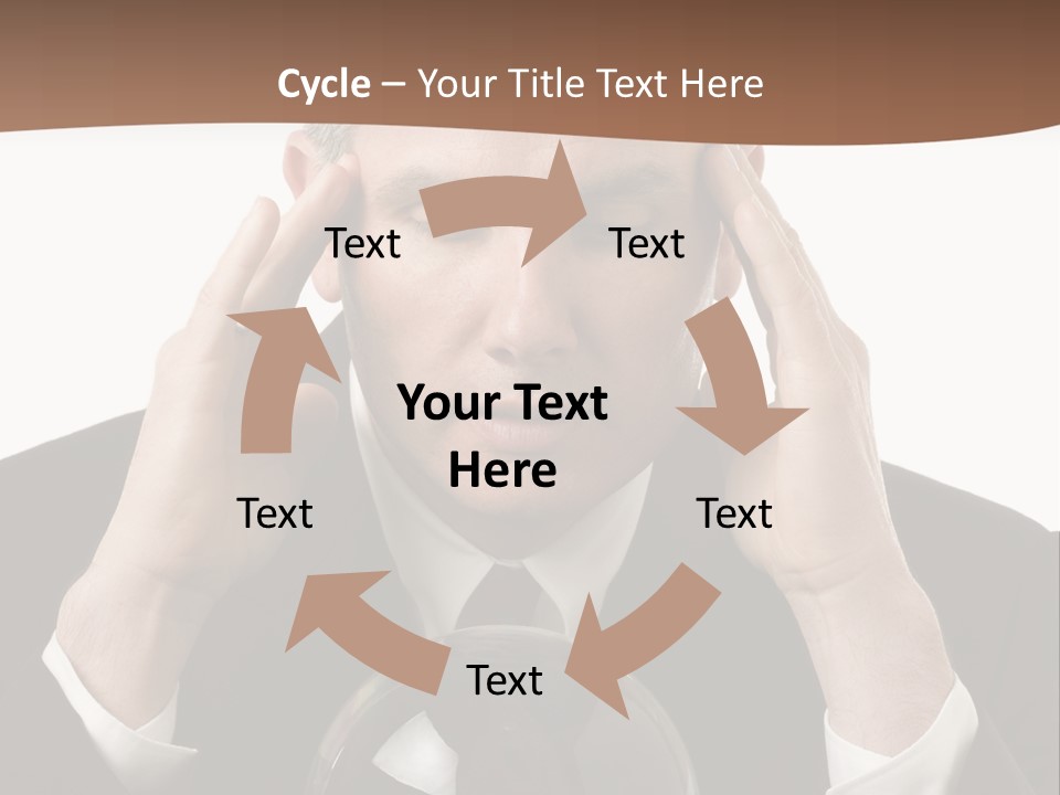 A Man In A Suit Holding His Head With His Hands PowerPoint Template