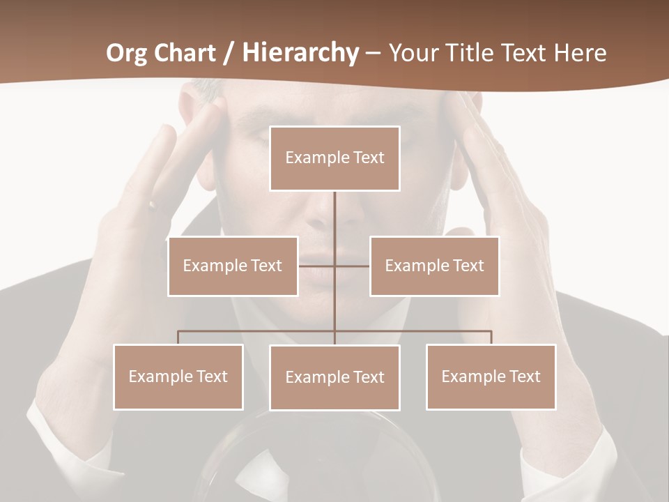 A Man In A Suit Holding His Head With His Hands PowerPoint Template