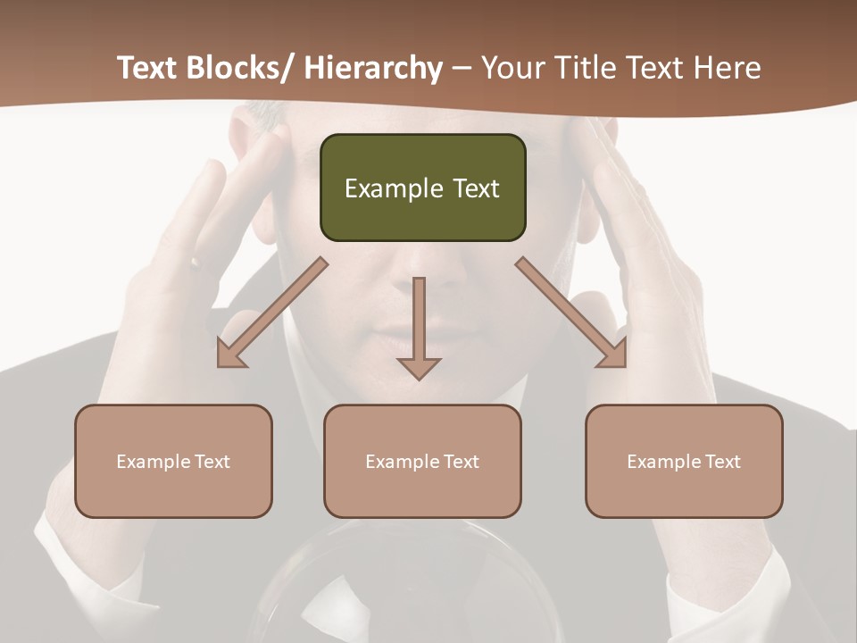 A Man In A Suit Holding His Head With His Hands PowerPoint Template