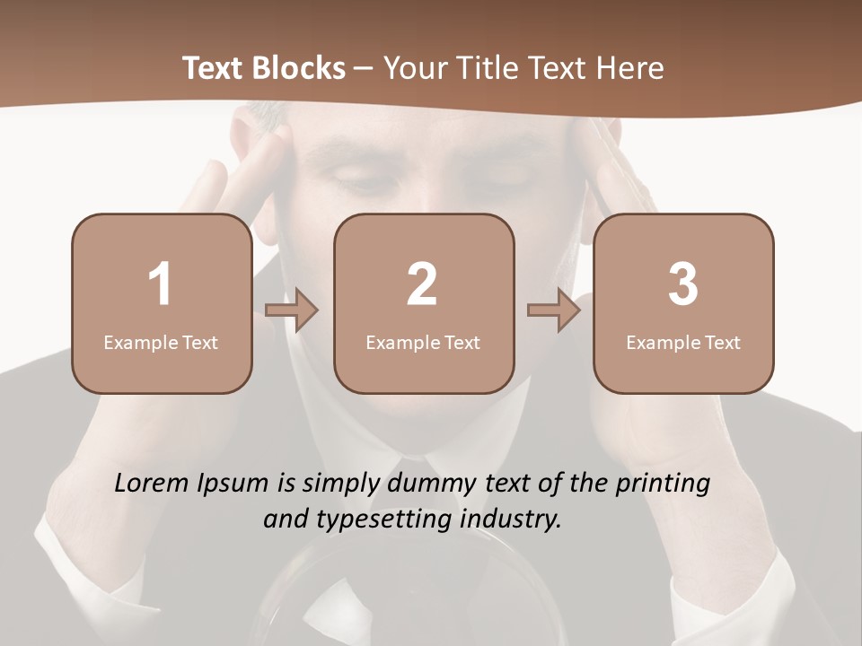 A Man In A Suit Holding His Head With His Hands PowerPoint Template