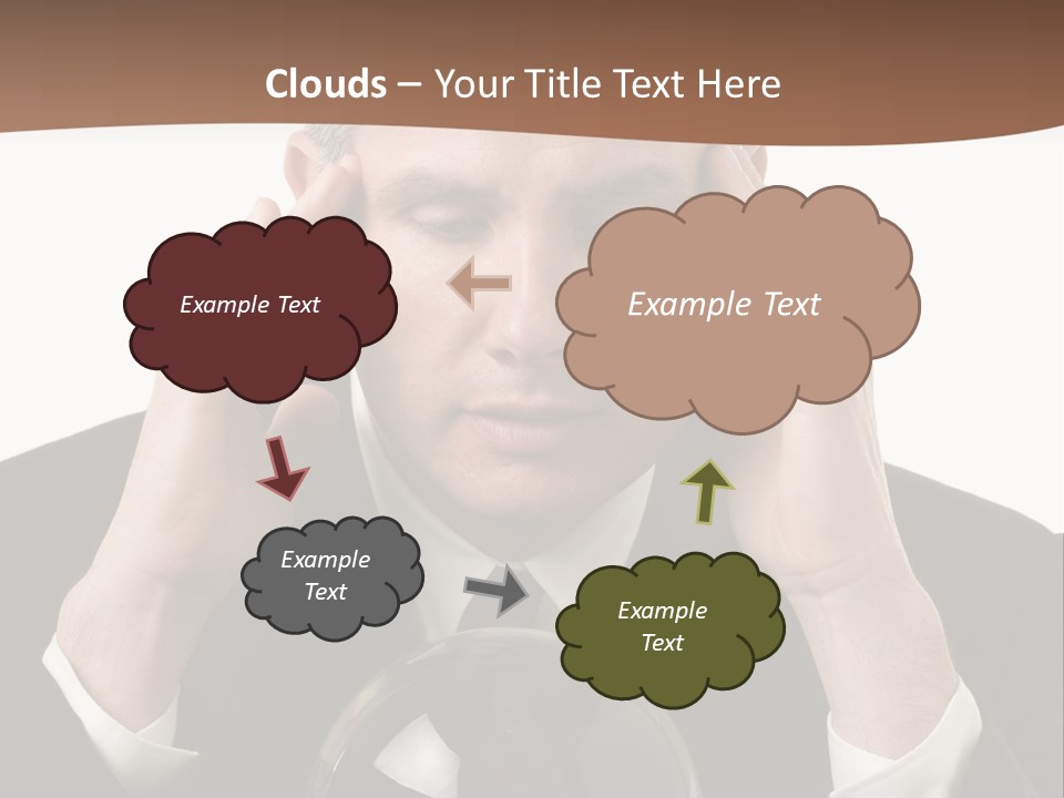 A Man In A Suit Holding His Head With His Hands PowerPoint Template