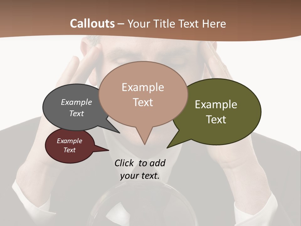 A Man In A Suit Holding His Head With His Hands PowerPoint Template