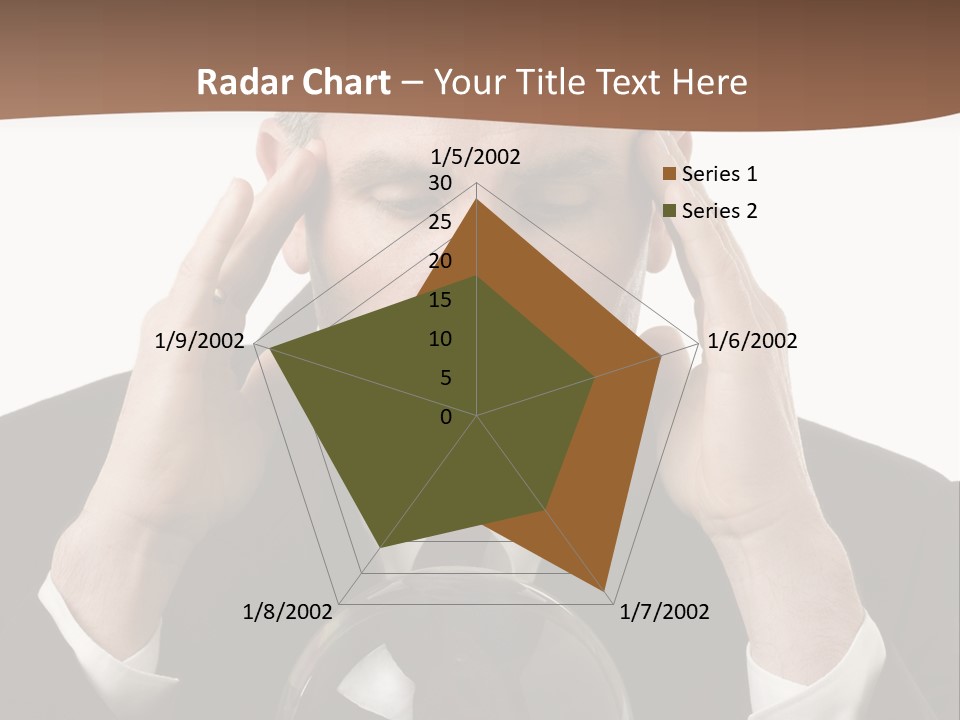 A Man In A Suit Holding His Head With His Hands PowerPoint Template