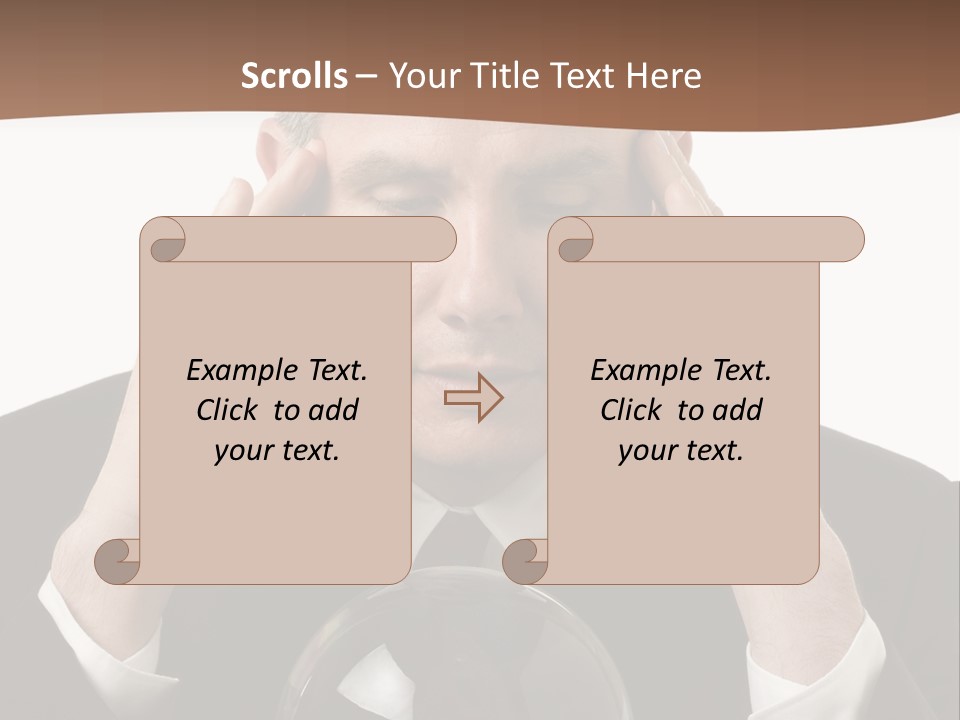 A Man In A Suit Holding His Head With His Hands PowerPoint Template