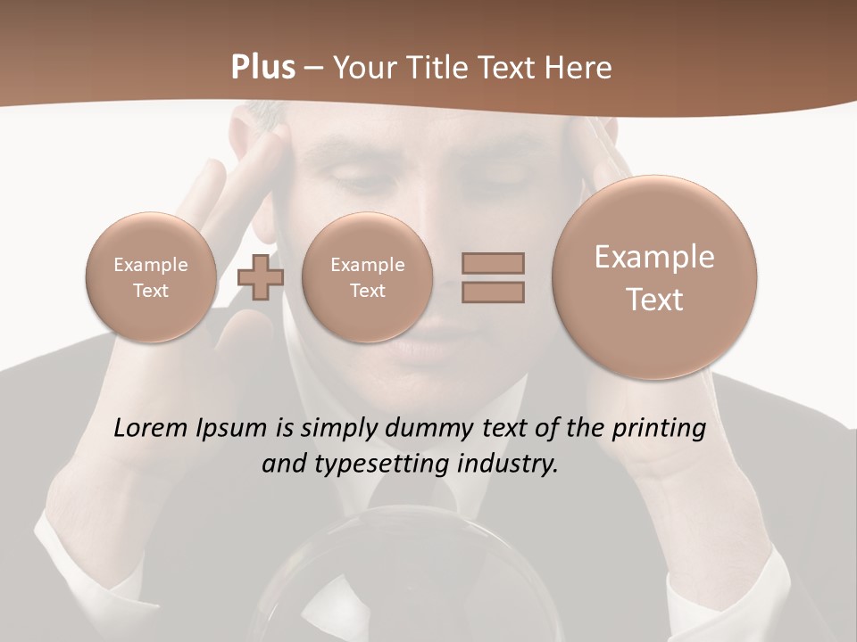 A Man In A Suit Holding His Head With His Hands PowerPoint Template