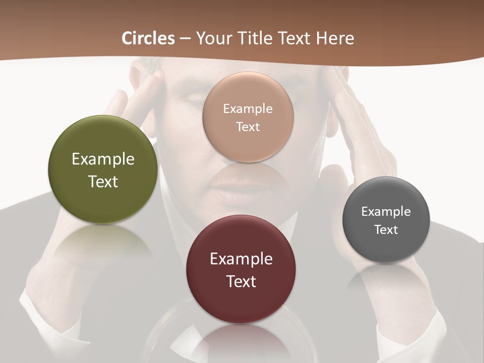 A Man In A Suit Holding His Head With His Hands PowerPoint Template