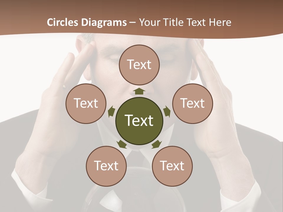 A Man In A Suit Holding His Head With His Hands PowerPoint Template