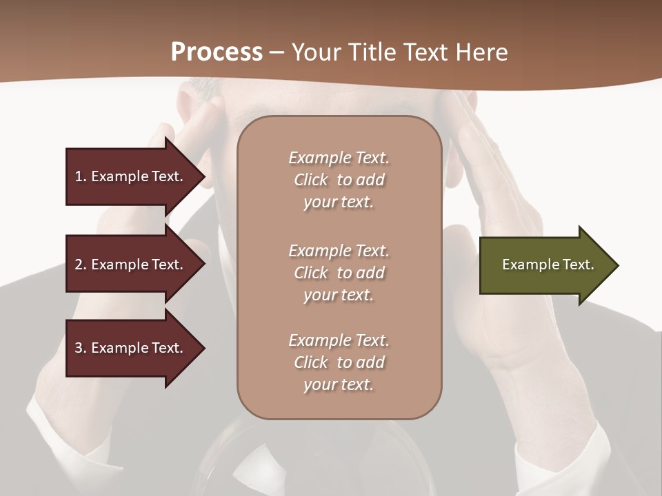 A Man In A Suit Holding His Head With His Hands PowerPoint Template