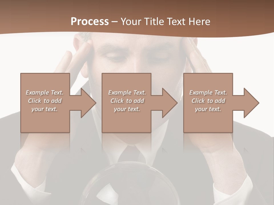 A Man In A Suit Holding His Head With His Hands PowerPoint Template