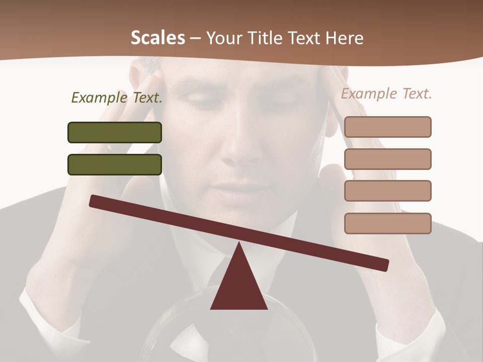 A Man In A Suit Holding His Head With His Hands PowerPoint Template