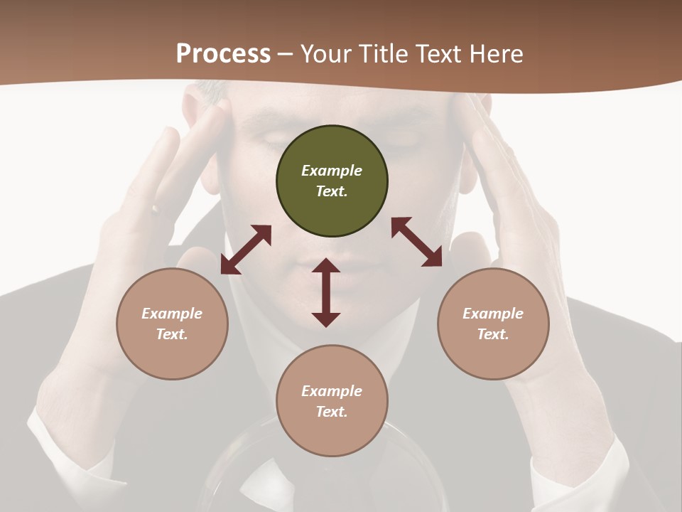 A Man In A Suit Holding His Head With His Hands PowerPoint Template