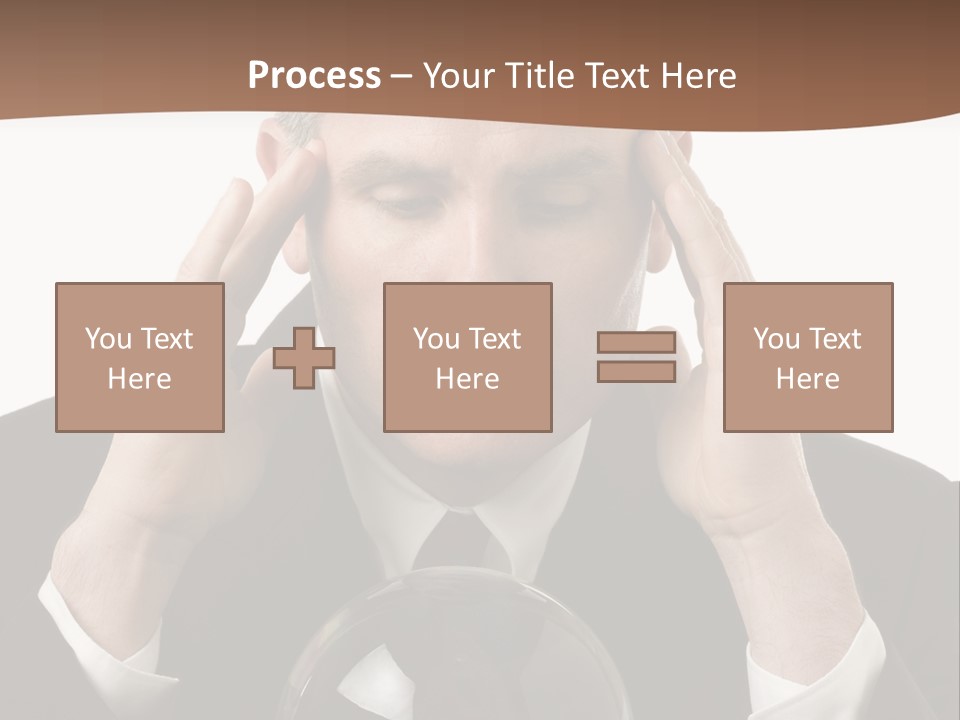 A Man In A Suit Holding His Head With His Hands PowerPoint Template