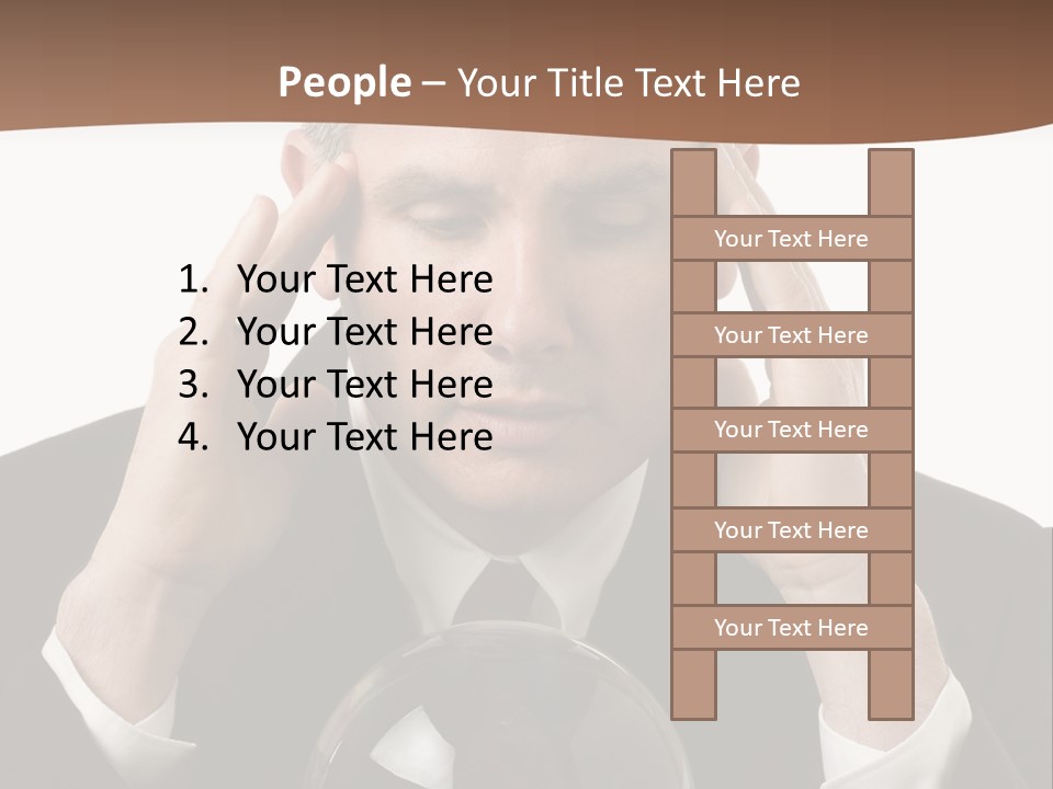 A Man In A Suit Holding His Head With His Hands PowerPoint Template