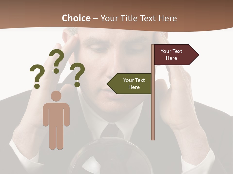 A Man In A Suit Holding His Head With His Hands PowerPoint Template