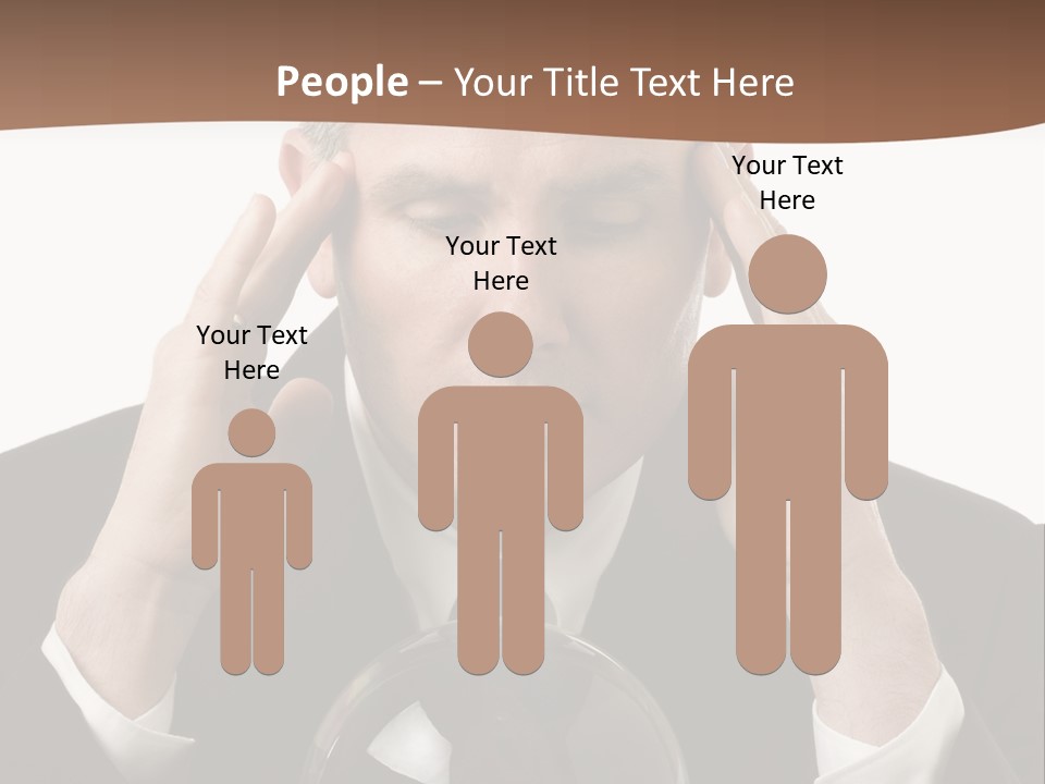 A Man In A Suit Holding His Head With His Hands PowerPoint Template