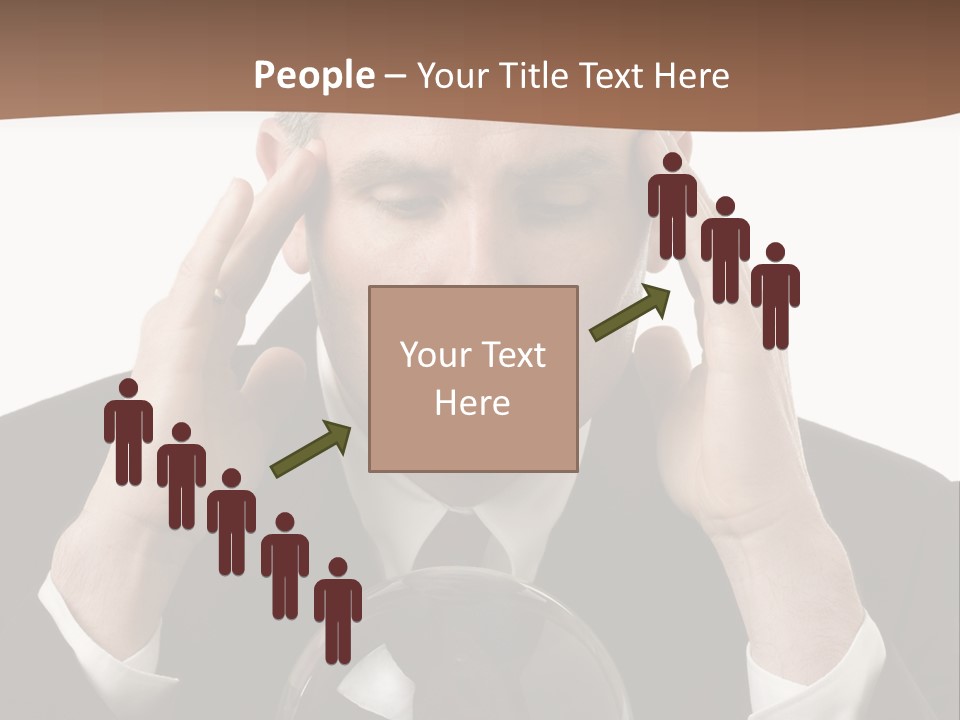 A Man In A Suit Holding His Head With His Hands PowerPoint Template
