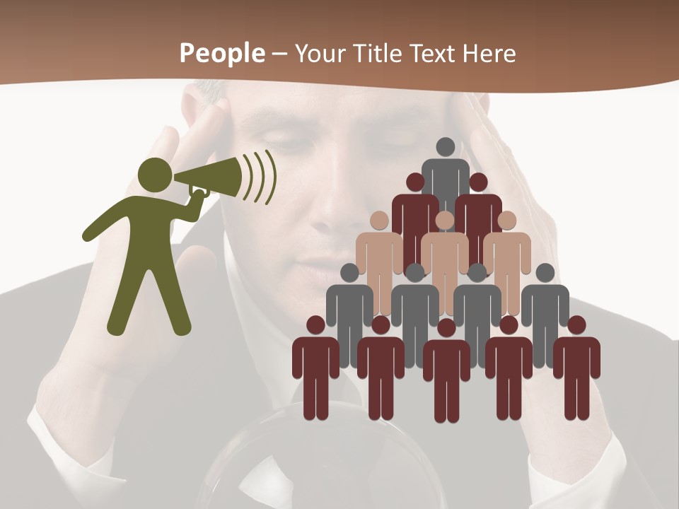 A Man In A Suit Holding His Head With His Hands PowerPoint Template