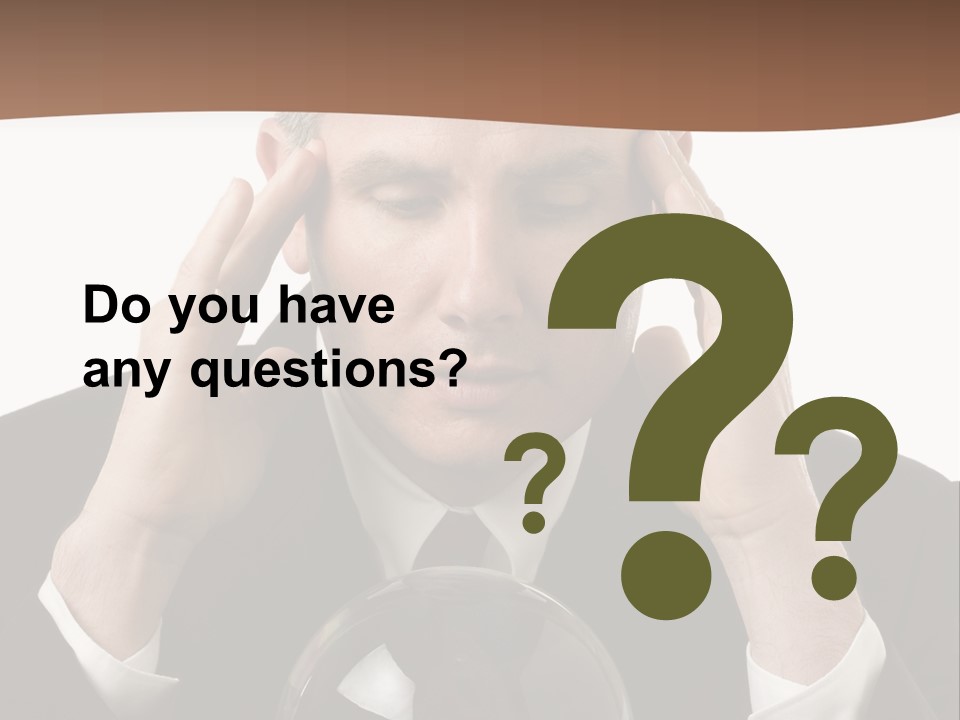 A Man In A Suit Holding His Head With His Hands PowerPoint Template