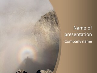 A Mountain With A Rainbow In The Sky PowerPoint Template