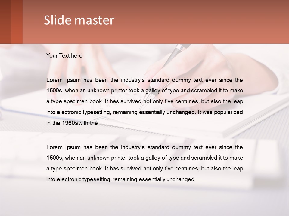 A Person Writing On A Piece Of Paper With A Pen PowerPoint Template