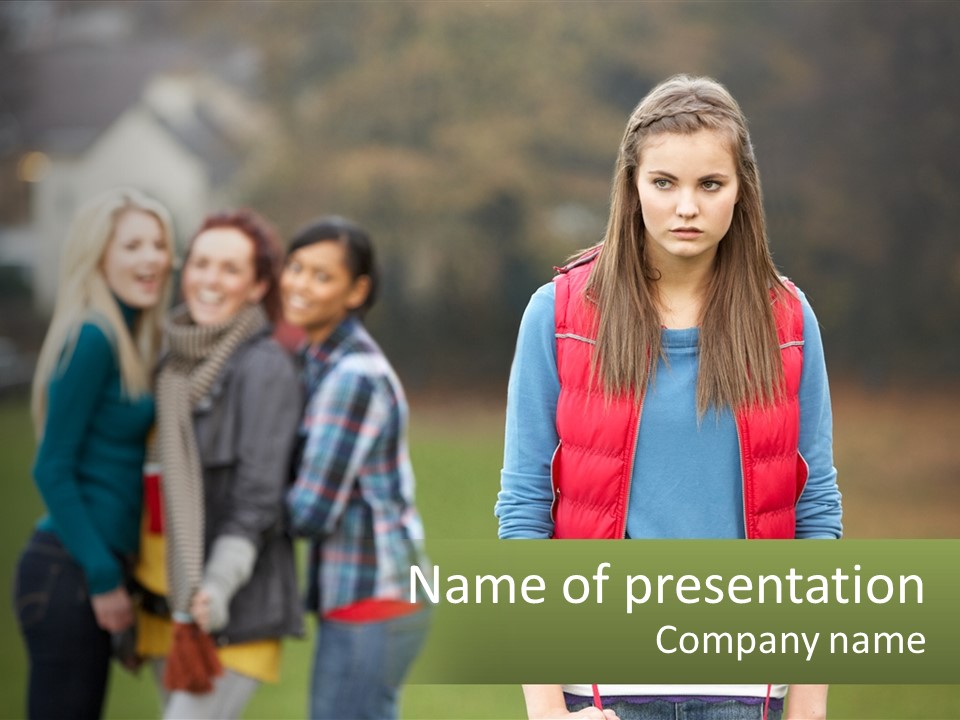 A Group Of Young Women Standing Next To Each Other PowerPoint Template
